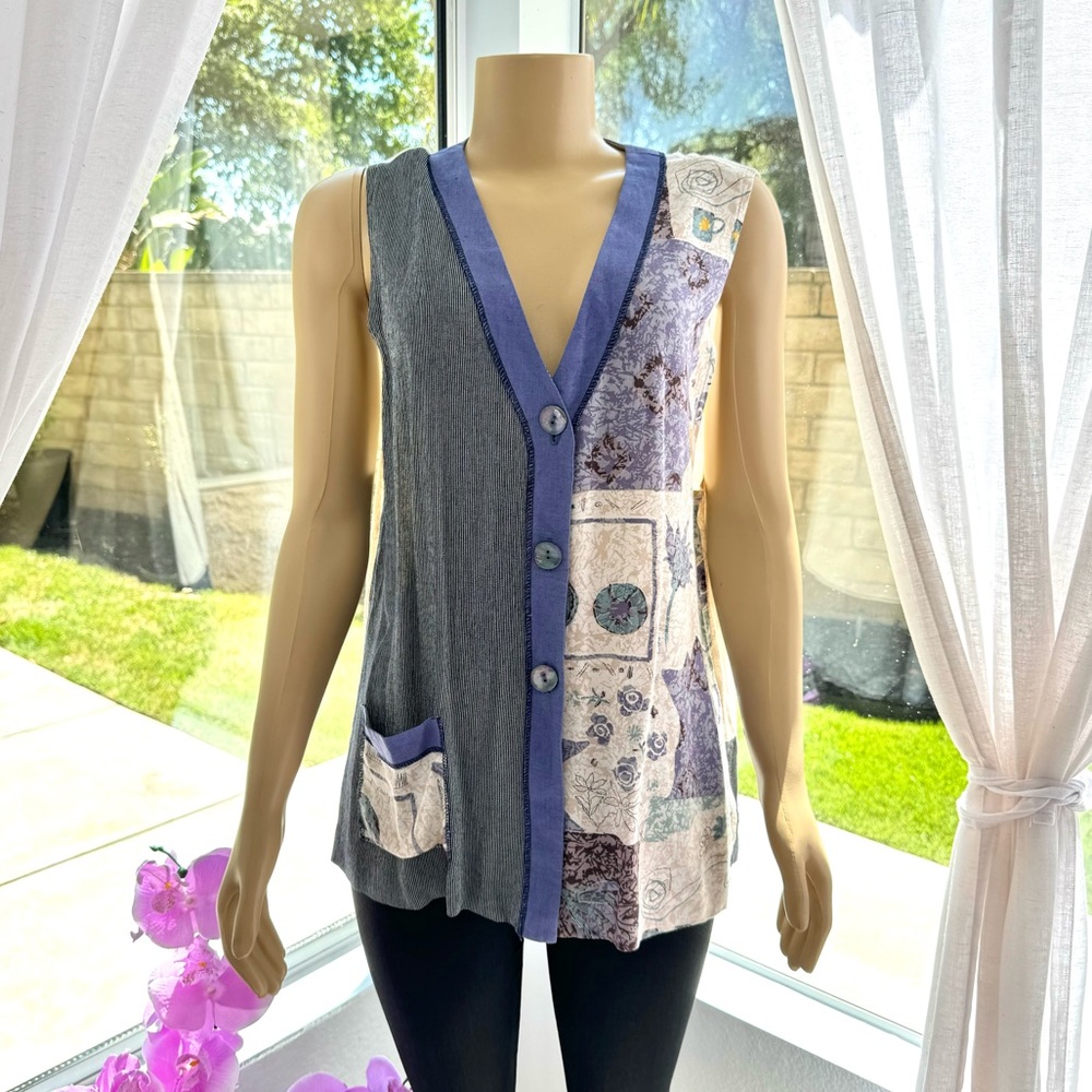 Vintage Naturally Yours Honolulu Linen Vest Size L Large EUC